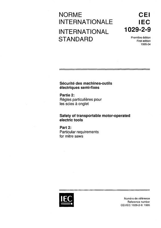 Cover IEC 61029-2-9:1995